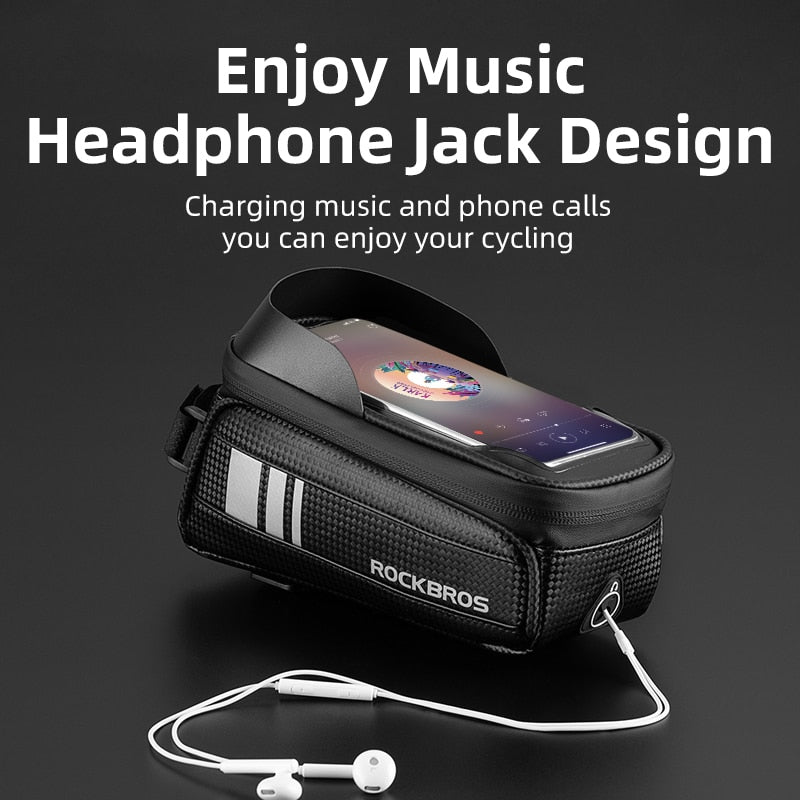 ROCKBROS Bicycle Bag Waterproof Touch Screen Cycling Bag Top Front Tube Frame MTB Road Bike Bag 6.5 Phone Case Bike Accessories