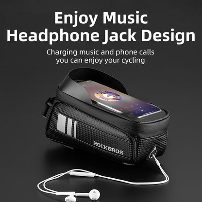 ROCKBROS Bicycle Bag Waterproof Touch Screen Cycling Bag Top Front Tube Frame MTB Road Bike Bag 6.5 Phone Case Bike Accessories