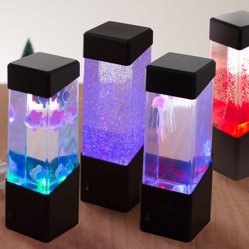 Mini Colorful LED Jellyfish Night Lights Home Decoration Volcano Lights Jelly Lights Small Fish Lights Romantic Atmosphere Lights