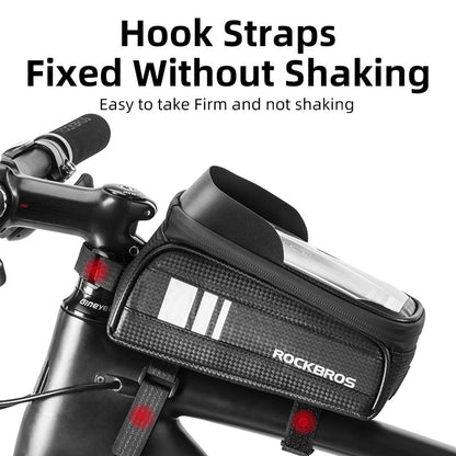 ROCKBROS Bicycle Bag Waterproof Touch Screen Cycling Bag Top Front Tube Frame MTB Road Bike Bag 6.5 Phone Case Bike Accessories