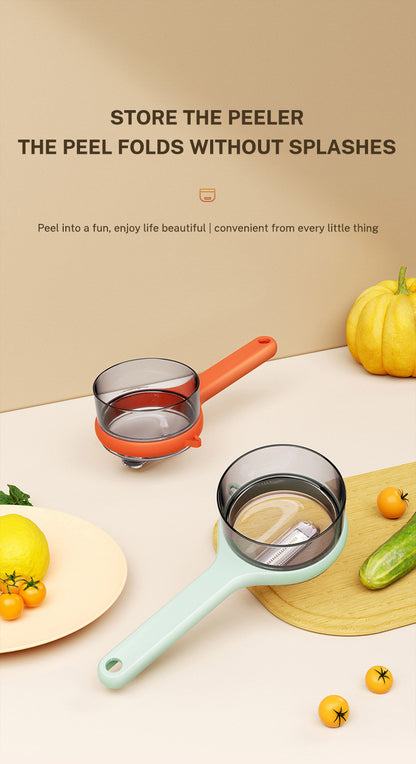 Kitchen Multi-Functional Peeler With Bucket Storage Scratcher Fruit Peeling Knife Storage Peeler Kitchen Gadgets