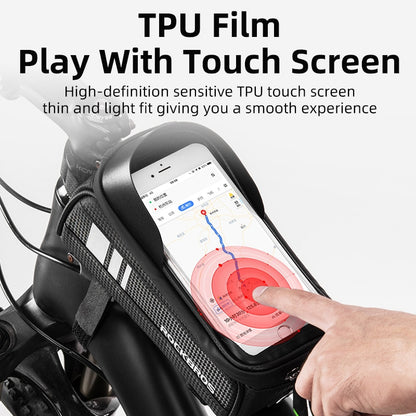 ROCKBROS Bicycle Bag Waterproof Touch Screen Cycling Bag Top Front Tube Frame MTB Road Bike Bag 6.5 Phone Case Bike Accessories